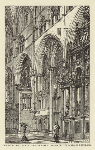 Ancienne cathédrale de St Paul, bas-côté nord du chœur, tombeaux des comtes de Pembroke - English School