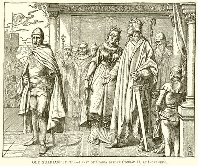 Anciens types souabes. Ernst de Souabe devant Conrad II à Ingelheim - English School
