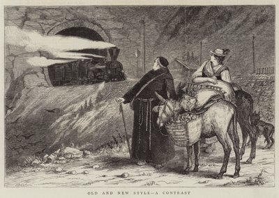 Ancien et nouveau style, un contraste (gravure) - English School