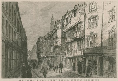 Vieilles maisons à Wych Street, Londres, récemment démolies - English School