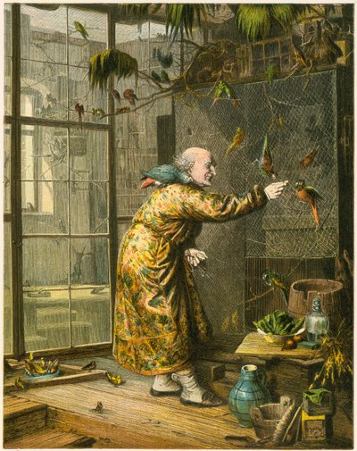 Vieil homme dans sa volière - English School