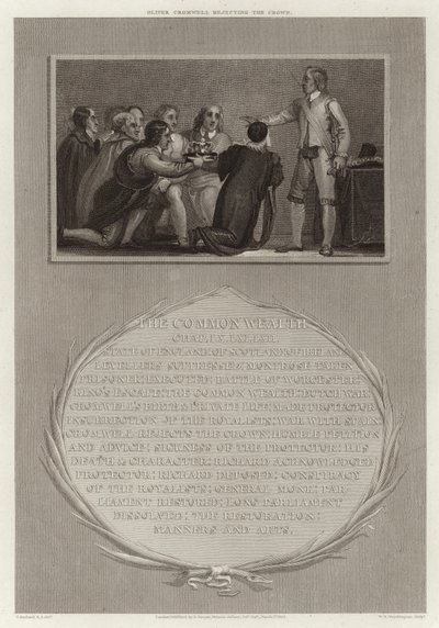 Oliver Cromwell rejetant la couronne - English School