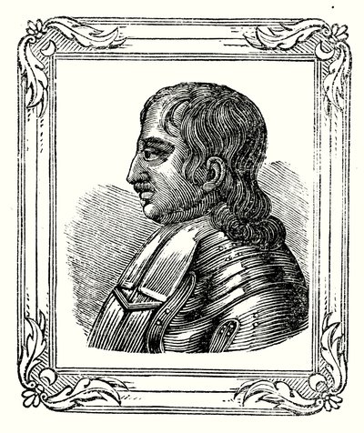 Oliver Cromwell est né en 1599, nommé Protecteur en 1653, et mort en 1658 (gravure) - English School