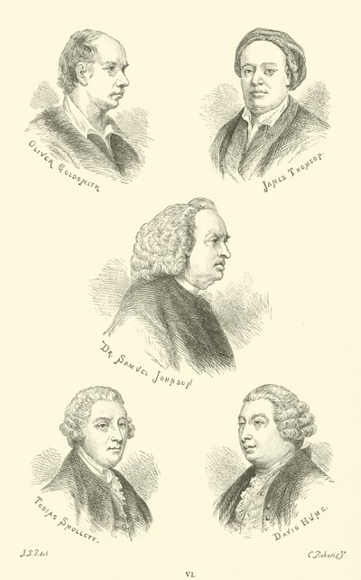 Oliver Goldsmith, James Thomson, Dr. Samuel Johnson, Tobias Smollett, David Hume - English School
