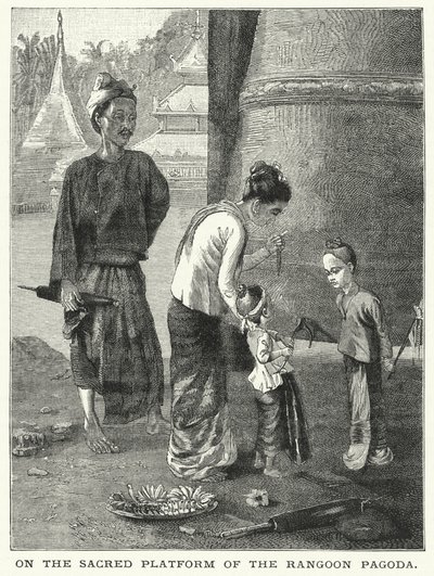 Sur la plate-forme sacrée de la pagode de Rangoon - English School