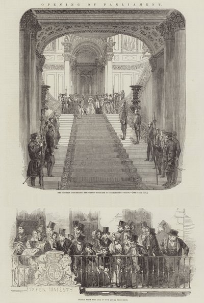 Ouverture du Parlement (gravure) - English School