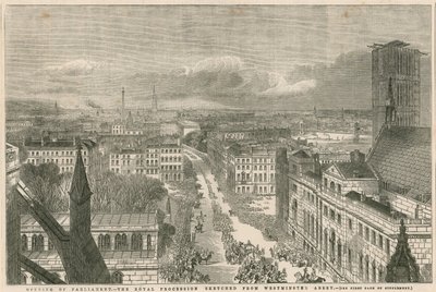 Ouverture du Parlement - le cortège royal esquissé depuis l