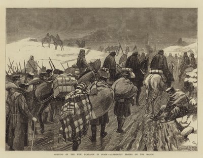 Ouverture de la nouvelle campagne en Espagne, troupes alphonsistes en marche - English School