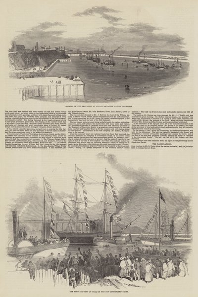 Ouverture des nouveaux docks à Sunderland (gravure) - English School