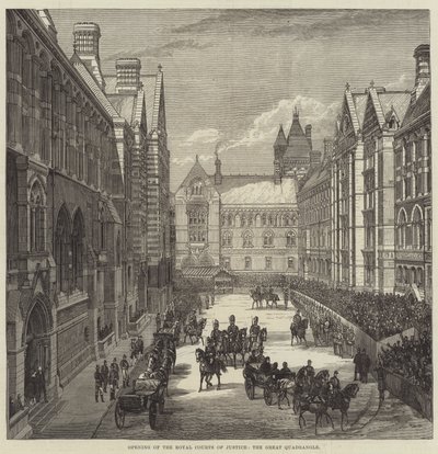 Ouverture des Royal Courts of Justice, le grand quadrilatère - English School