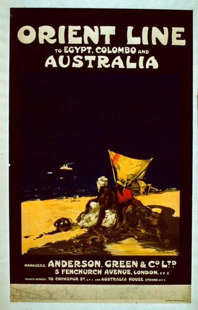 Affiche de la ligne Orient, vers 1920 - English School