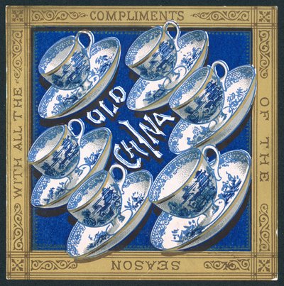 Vieille porcelaine, Carte de Noël - English School