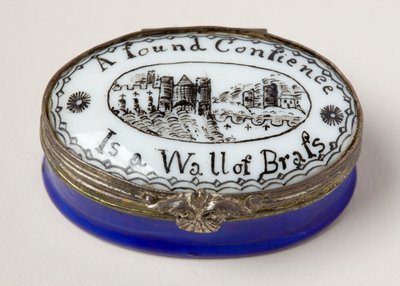 Boîte à patch ovale avec couvercle en porcelaine blanche - English School