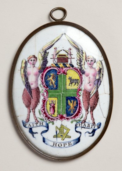 Plaque ovale montrant un badge de francs-maçons - English School