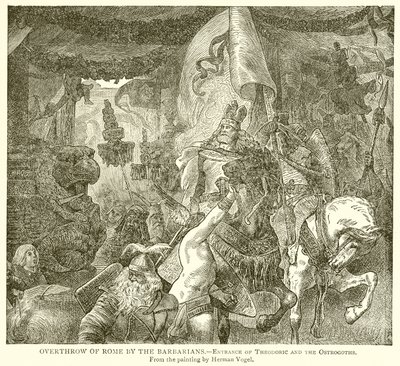 Chute de Rome par les barbares.--Entrée de Théodoric et des Ostrogoths - English School