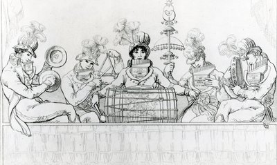 Ménestrels Padean en représentation aux jardins de Vauxhall, Londres (gravure) - English School