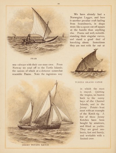 Page de The Boats of the World, fin du 19e siècle (lithographie en couleur) - English School