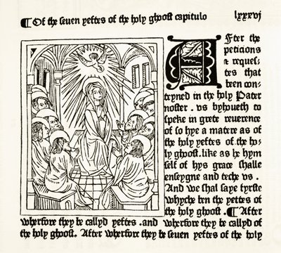Page du Royal Book imprimé par William Caxton en 1484, tirée de The National and Domestic History of England par William Hickman Smith Aubrey, publié à Londres vers 1890 - English School