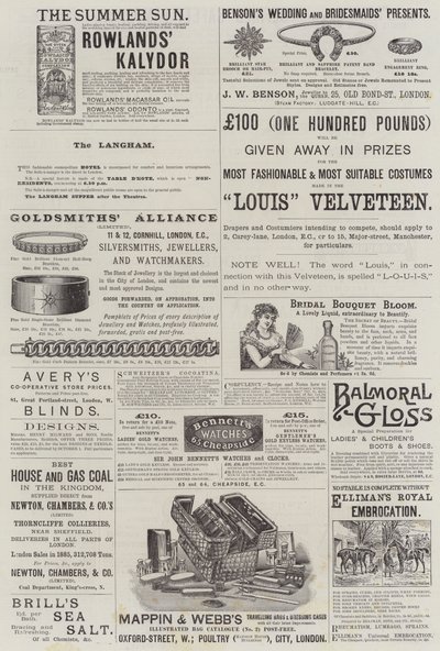 Page de publicités (gravure) - English School