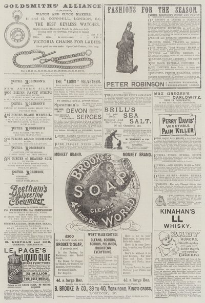 Page de publicités (gravure) - English School
