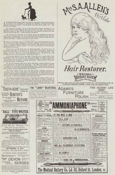 Page de publicités (gravure) - English School