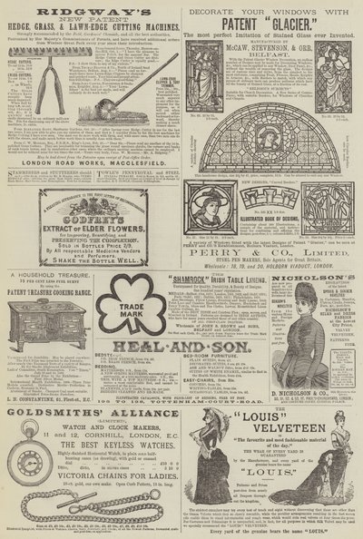 Page de publicités (gravure) - English School