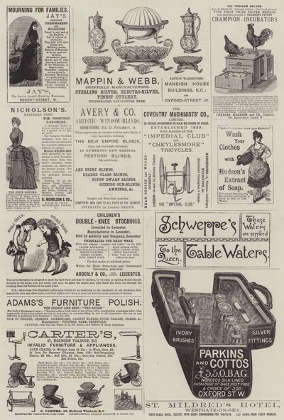 Page de publicités (gravure) - English School