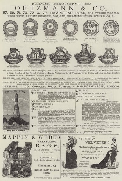 Page de publicités (gravure) - English School