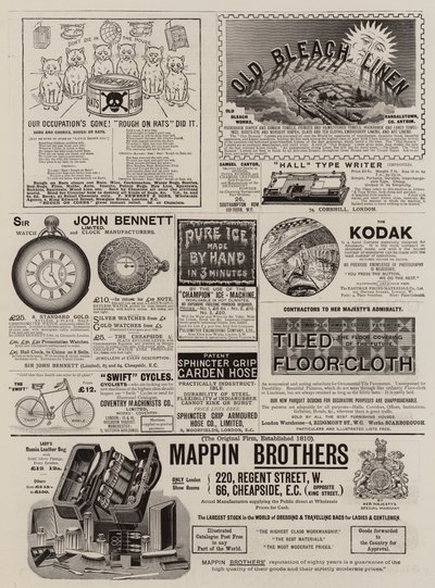 Page de publicités (gravure) - English School