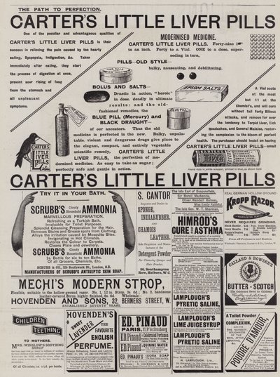 Page de publicités (gravure) - English School