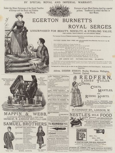 Page de publicités (gravure) - English School