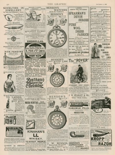 Page de publicité de The Graphic, 22 septembre 1888 - English School