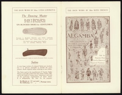 Pages du catalogue des célèbres chaussures de ballet de Milan de Gamba - English School