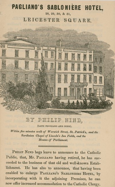 Hôtel Sablonière de Pagliano, Leicester Square, Londres - English School