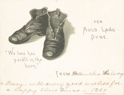 Paire de bottes noires, carte de Noël - English School