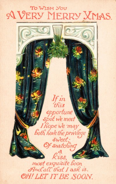 Paire de rideaux, carte de Noël - English School