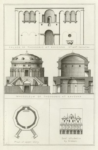 Palais et mausolée de Théodoric à Ravenne, Italie, Ve et VIe siècles - English School