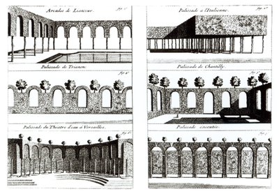 Dessins de palissades, de La Théorie et la Pratique du Jardinage, par Antoine-Joseph Dezallier d