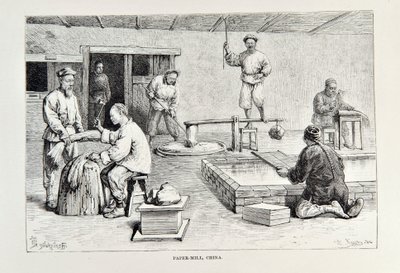 Papeterie, Chine, illustration de La Géographie Universelle, la Terre et ses habitants par Elisée Reclus, publiée en 1878 - English School