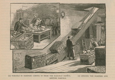 Colis dans des paniers arrivant des dépôts ferroviaires - English School