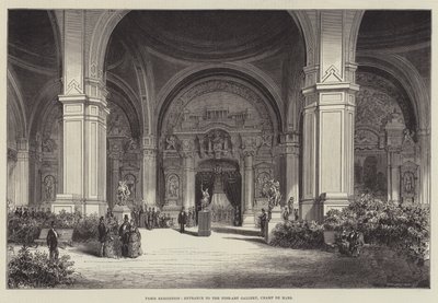 Exposition de Paris, entrée de la galerie des beaux-arts, Champ de Mars (gravure) - English School