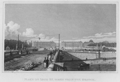 Paris, Place de Louis XV, vue du pont (gravure) - English School
