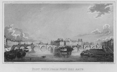 Paris, Pont Neuf, depuis le Pont des Arts (gravure) - English School