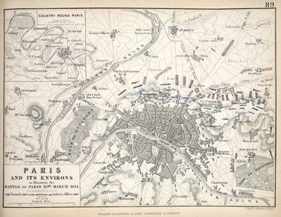 Paris et ses environs, pour illustrer la bataille de Paris, 30 mars 1814 - English School