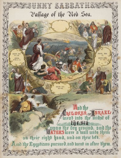 Passage de la mer Rouge (gravure en couleur) - English School