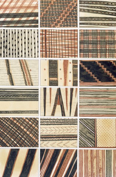 Motif de tapa polynésien, de la collection de Cook, de 