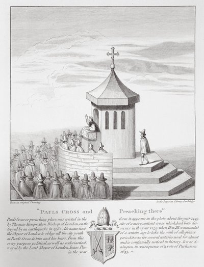 Pauls Cross et prédication là-bas, 1809 - English School