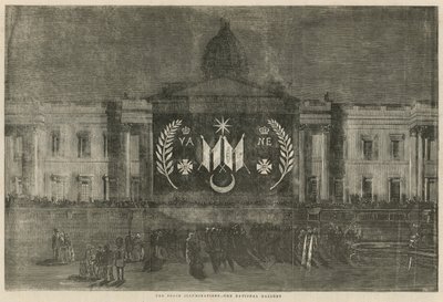 Illuminations de paix ornant la National Gallery - English School