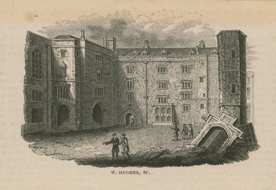 Personnes marchant dans les jardins du palais de Bridewell - English School
