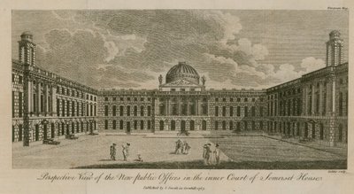 Vue en perspective des nouveaux bureaux publics dans la cour intérieure de Somerset House - English School